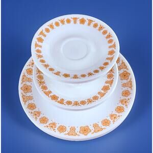 Vintage Corelle Butterfly Gold Dinner Plates Bread Saucers 11 pc Set Retro 1970s